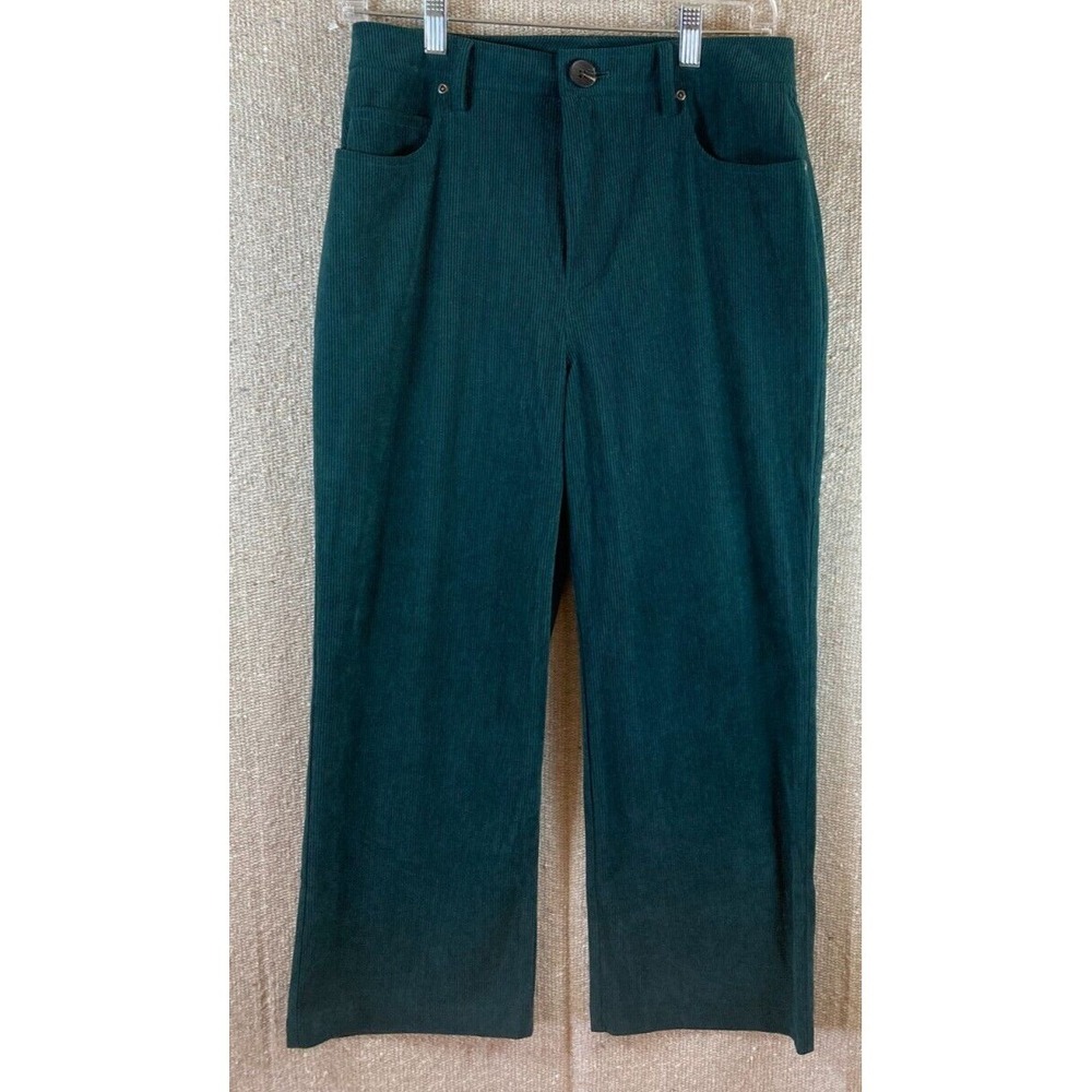7 For All Mankind Corduroy Pants Women's Small Green Wide‎ Leg Crop High Rise